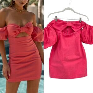 Runaway the Label The Ximena Dress Off the Shoulder Coral Pink Size Small / US 4